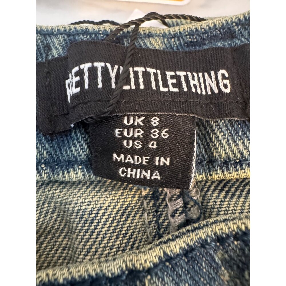 2/$30 NWT PrettyLittleThing 4 Denim Pleated Mini Skirt - Picture 4 of 16